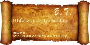 Blázsits Tertullia névjegykártya